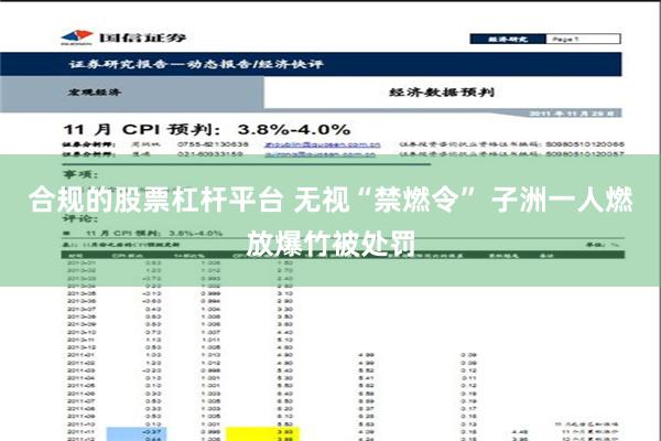 合规的股票杠杆平台 无视“禁燃令” 子洲一人燃放爆竹被处罚